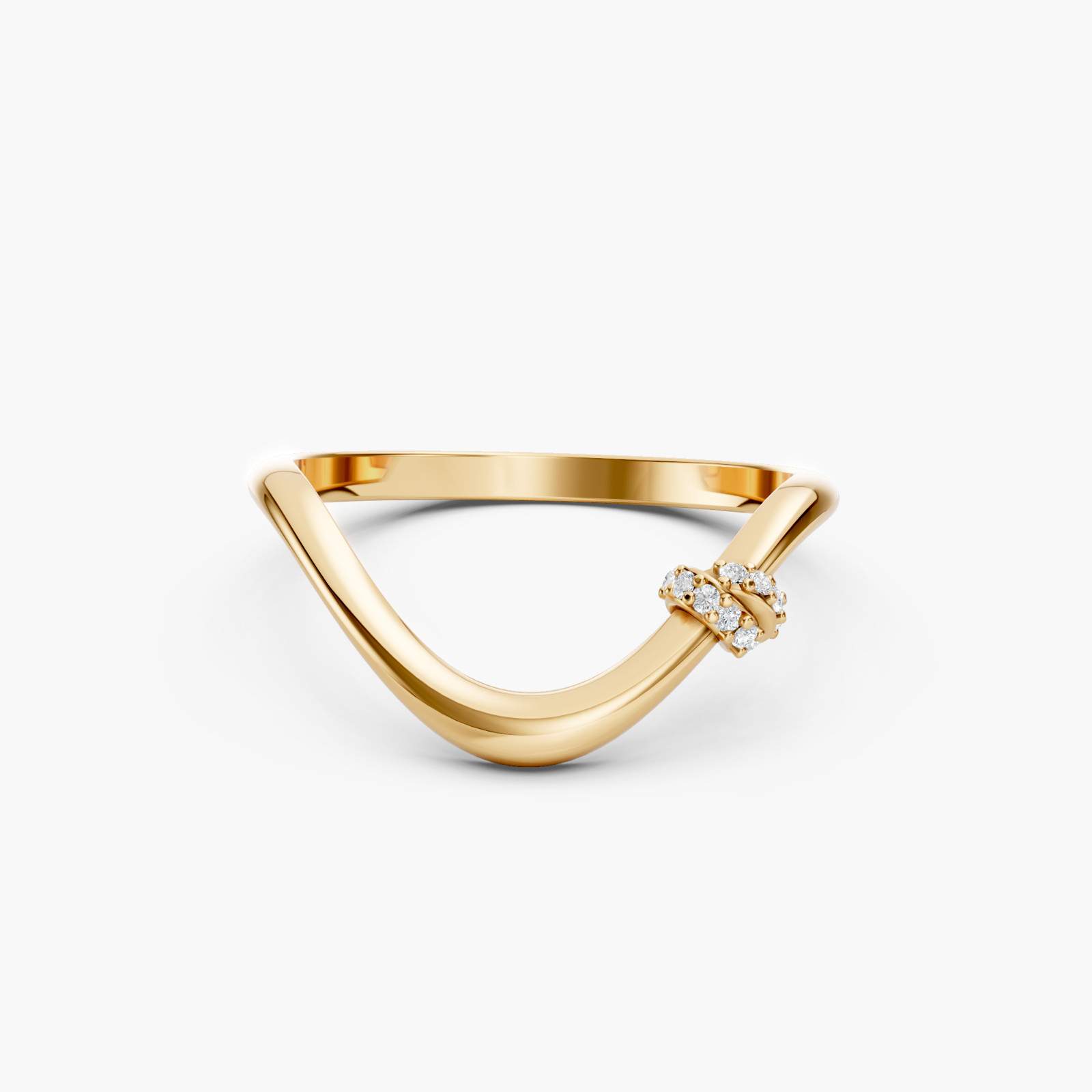 V Shape Lab Diamond Ring 14K Rose Gold D-F- VVS Chevron Stackable Wedding Band