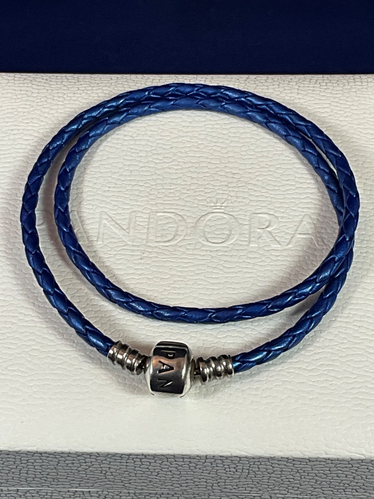 NWOT Pandora 925 Royal Blue Leather Bracelet 15″/38cm 590705CRB-D