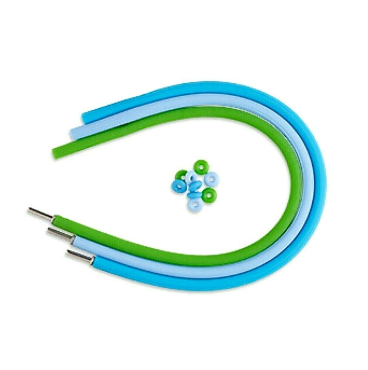 3 Bracelet Bases Silicone Cord Stainless Steel 7.5″ Green Turquoise Blue Lot