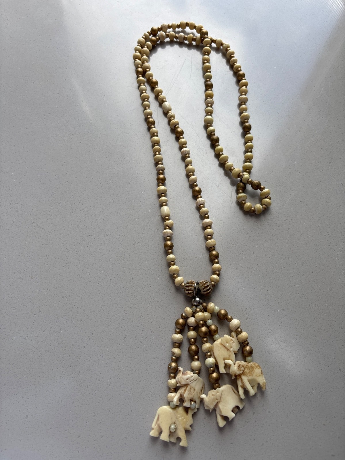 Vintage African Unkown bone and Brass Beads necklace