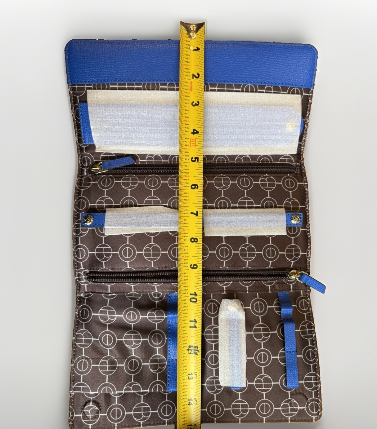 Henri Bendel Blue Travel Jewelry Organizer Case Roll Zip Storage New NWOT