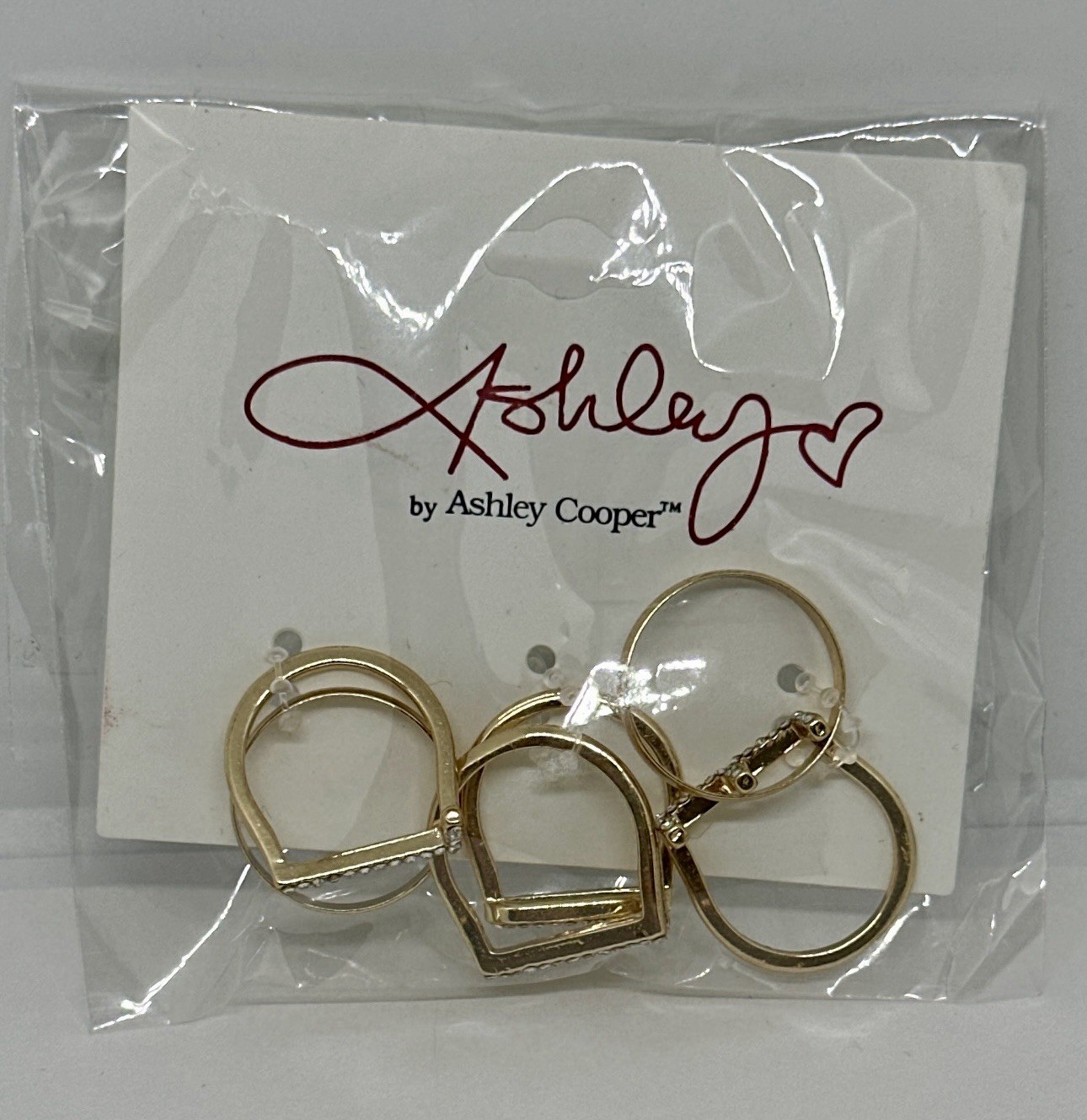 New Ashley Cooper Rhinestone LOVE Rings Mixed Sizes Packaged