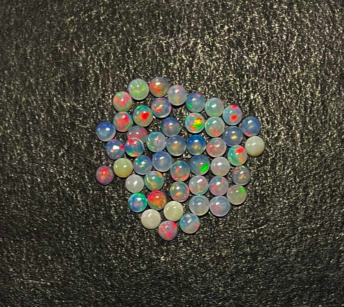 Natural Ethiopian Opal Round Cabochon Loose Gemstone Lot 47 Pcs 3 MM 3.30 CT
