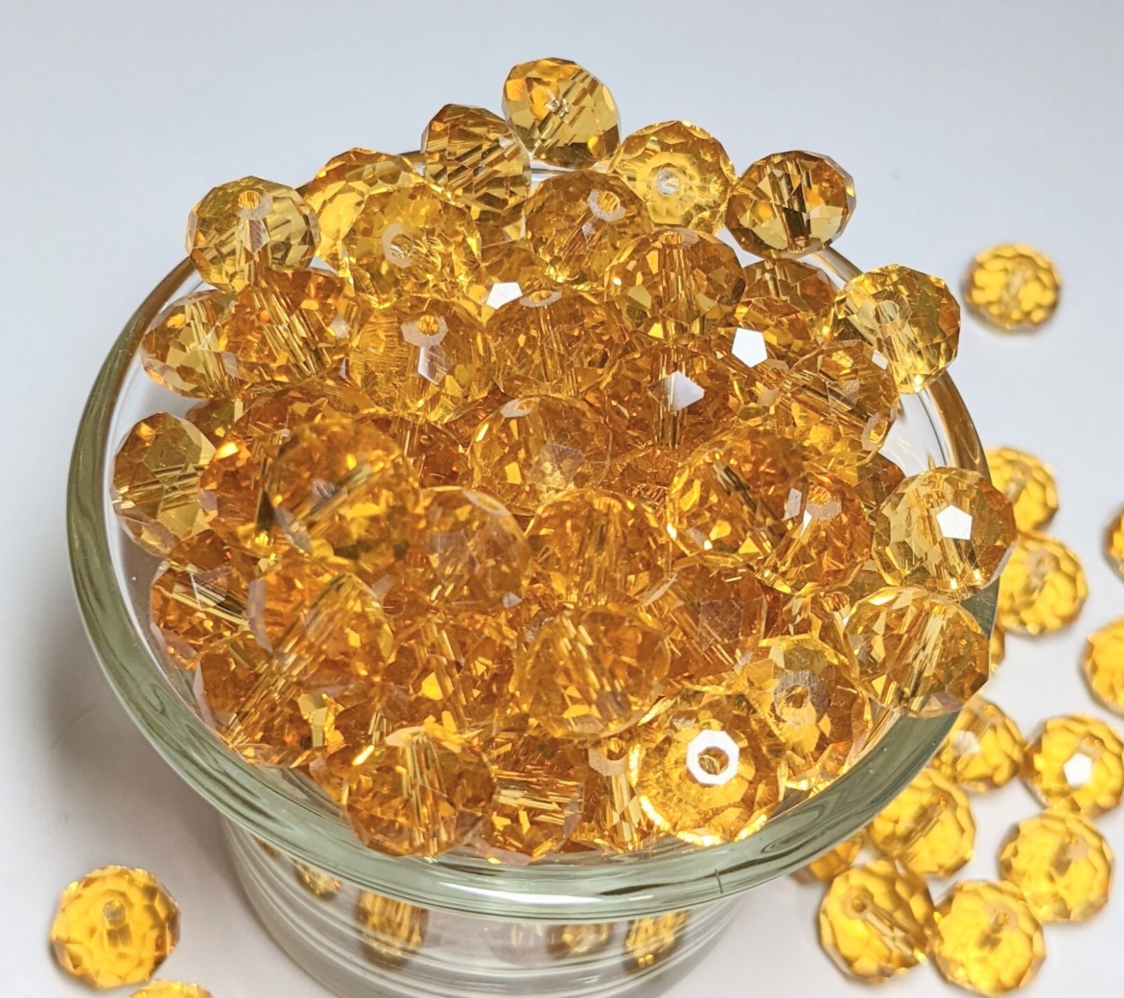 Crystal Beads 8mm Beads for Jewelry Making Bulk 180 pcs Yellow Roundelle
