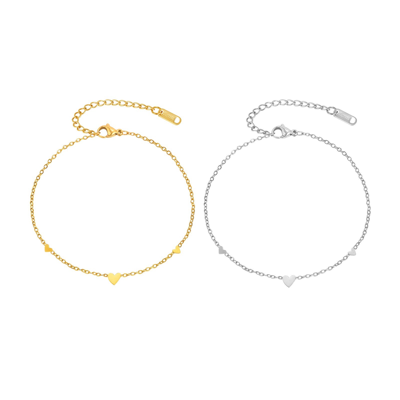 New Stainless Steel Heart Anklets for Women Gold Plated Delicate Anklet Bracelet