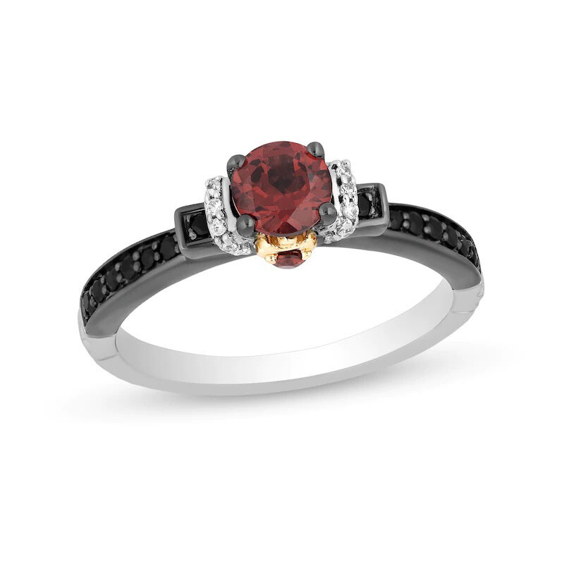 1Ct Red & Black Round Cut CZ Two Tone Women’s Gift Ring 925 Sterling Silver