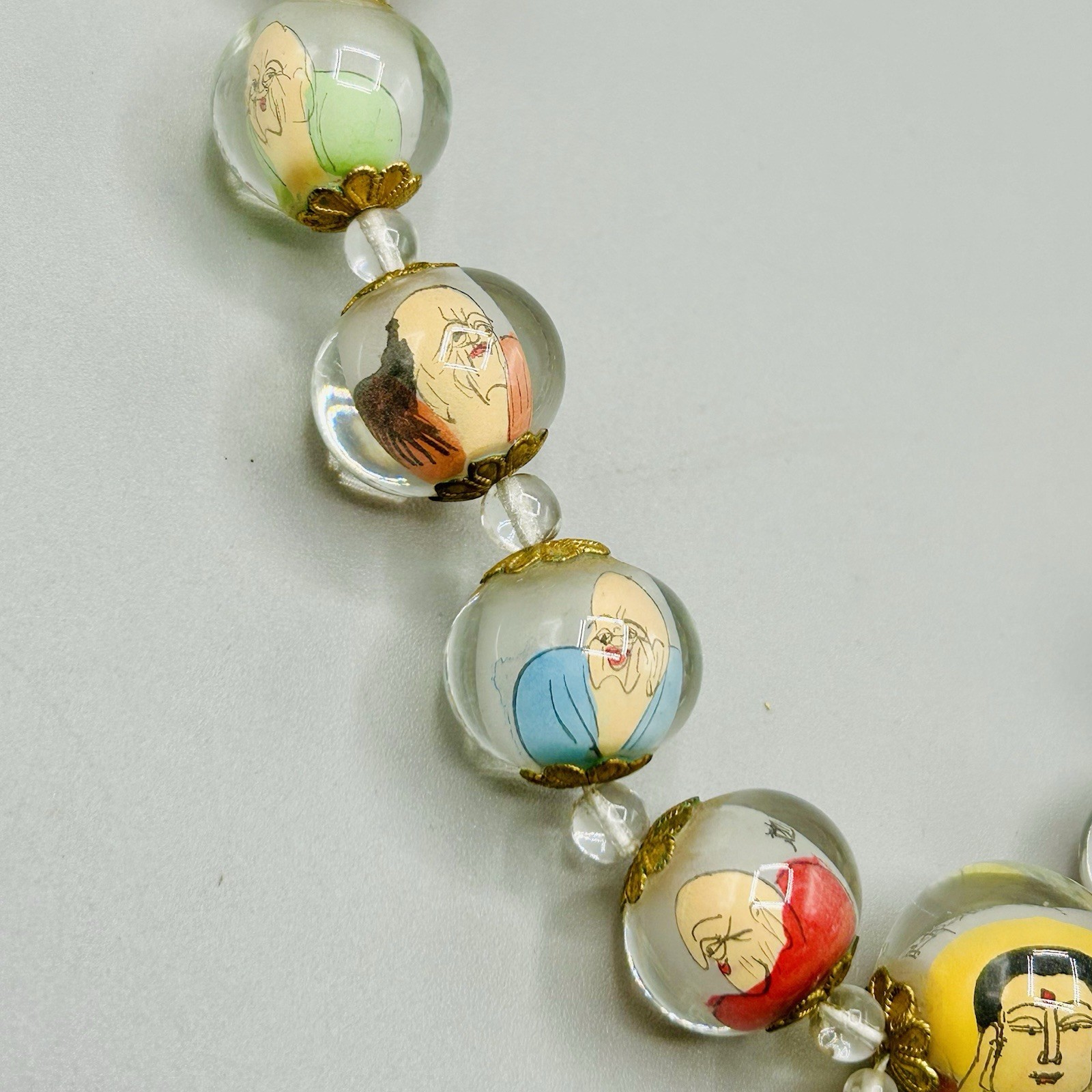 Reverse Handpainted Prayer Beads from the Early to Mid 20th Century Vintage