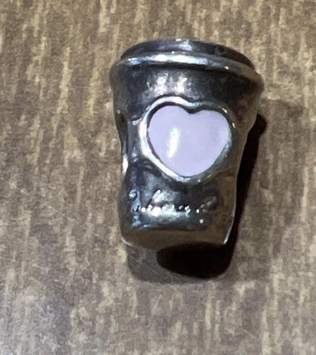 Authentic Pandora Charm Coffee Drink To Go Cup Pink Heart