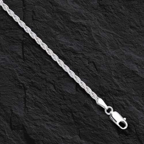 18k White Gold 16″ Basket Rope Round Wheat Link Chain Necklace 1.4 mm 3.3 grams