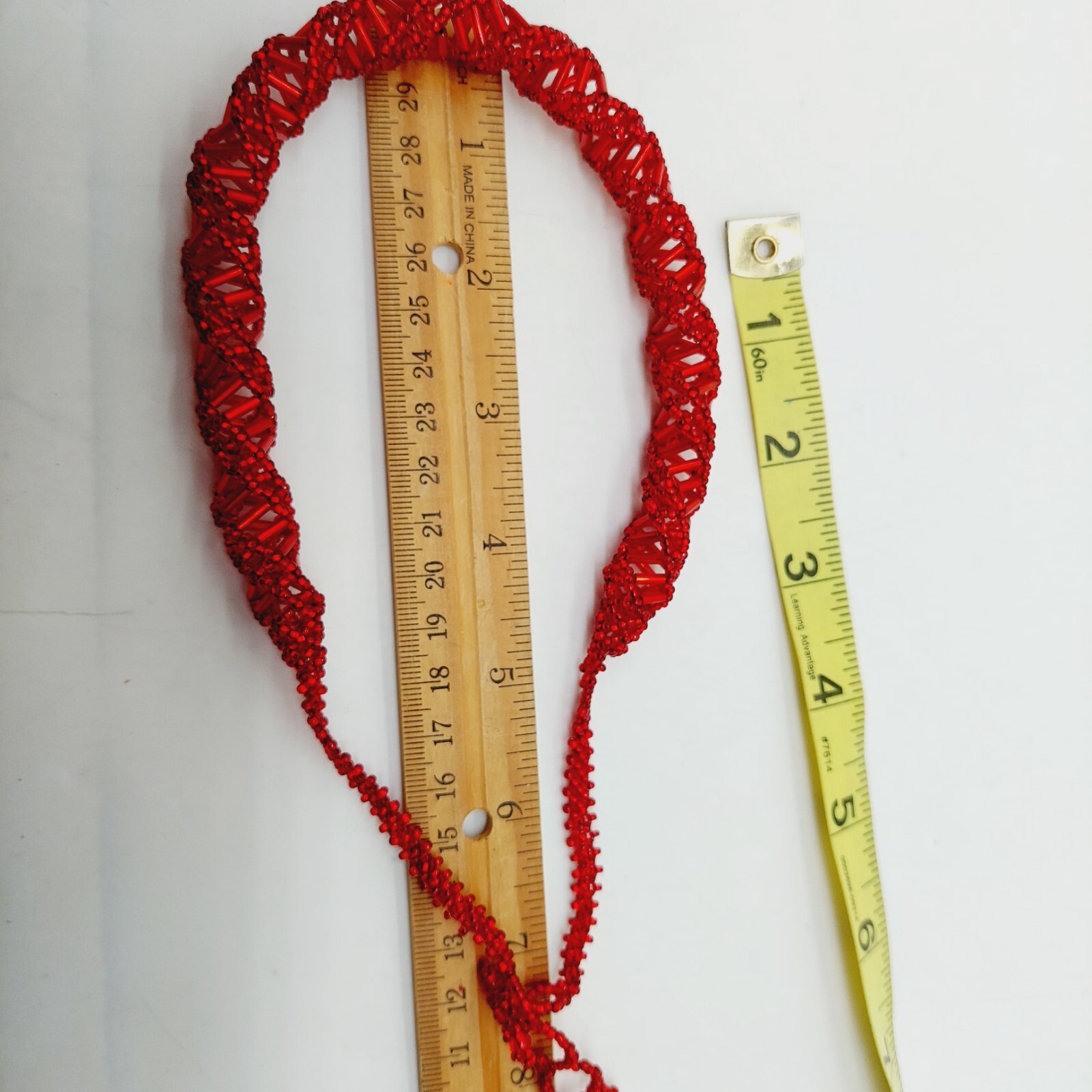 Seed Beaded DNA Design Statement Necklace Red & Black Brown Lot Of 2