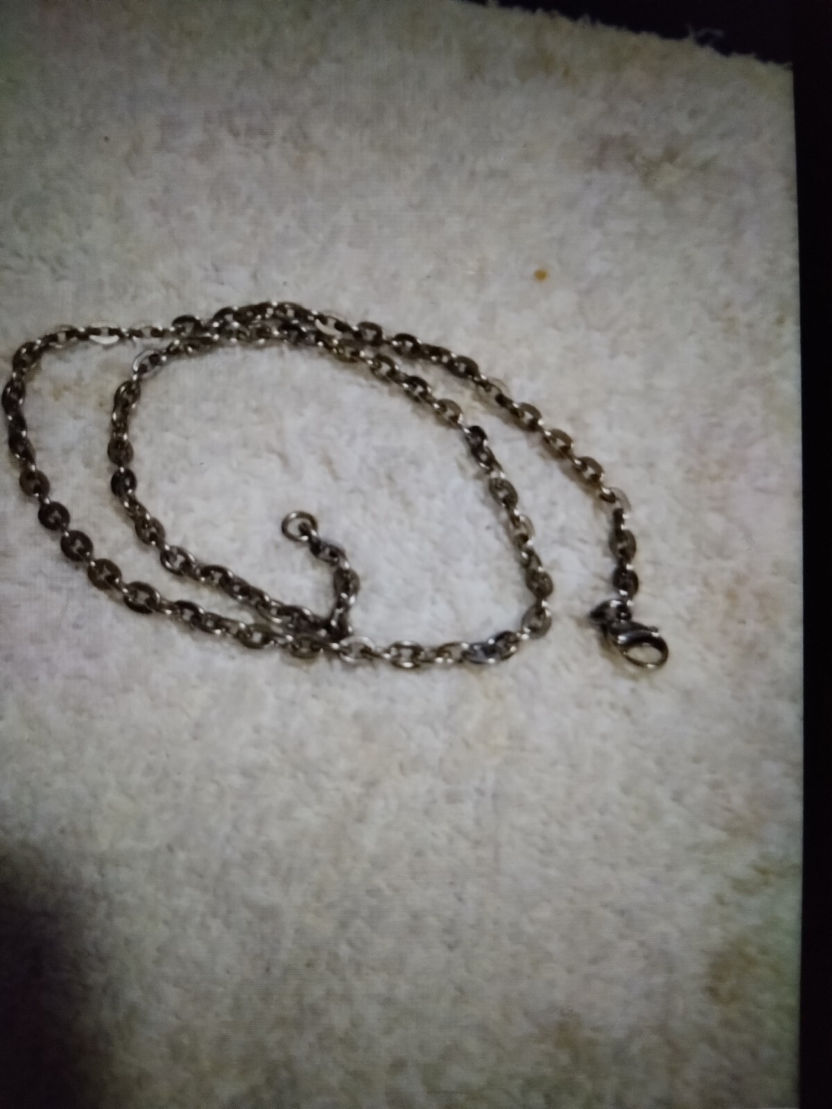 Vintage 18″ Stainless Steel Flat Cable Link Chain Stamped MA S Steel China