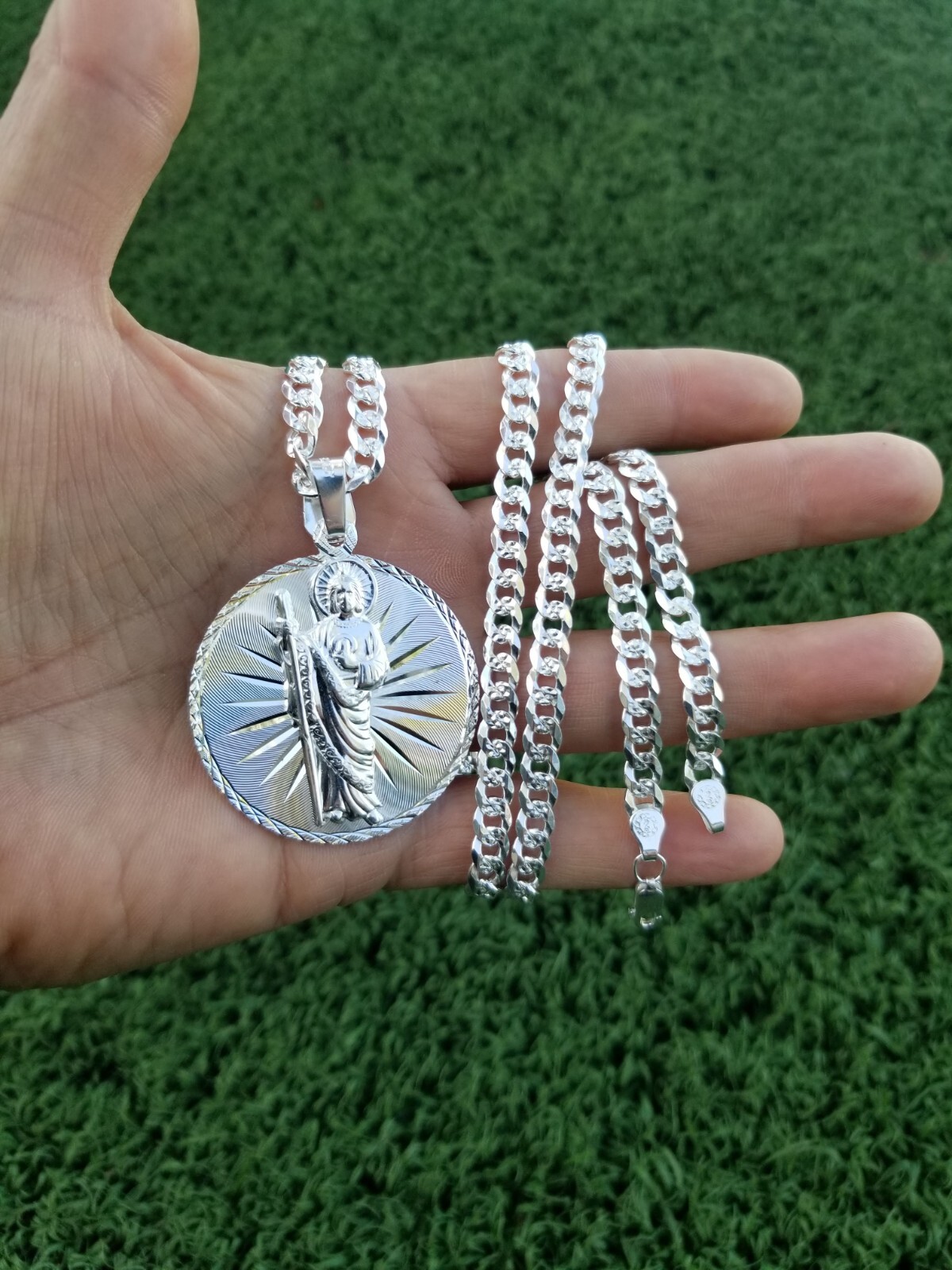 cadena y san judas plata 925 mex 51gramos de peso 27.” de larga 6mm de anchor