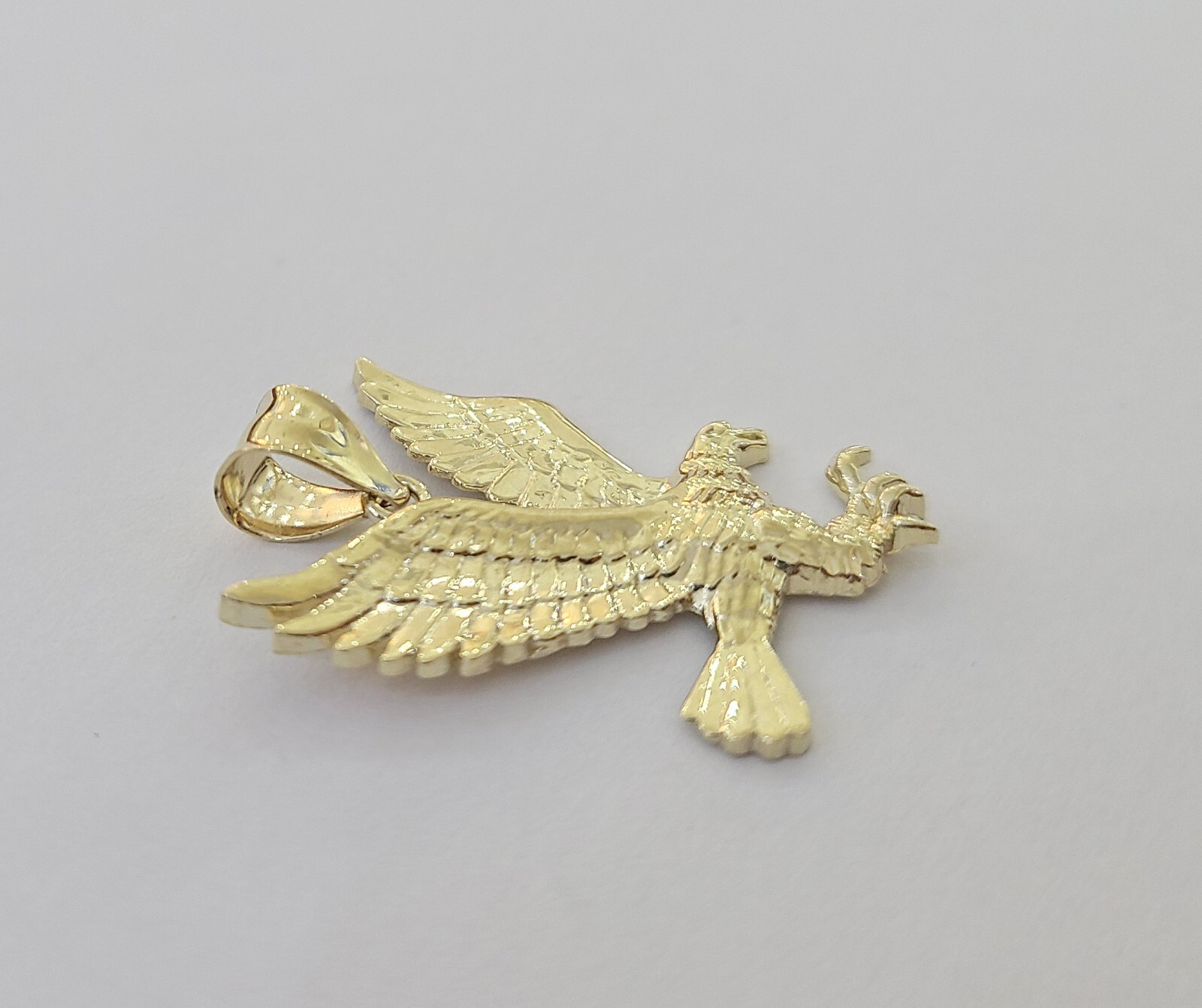 10K Yellow Gold Flying Eagle Charm 1 – 2″ Inch Bird Pendent Real 10kt