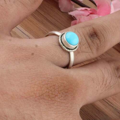 Sleeping Beauty Turquoise Ring 925 Sterling Silver Boho Ring Everyday Ring Gift