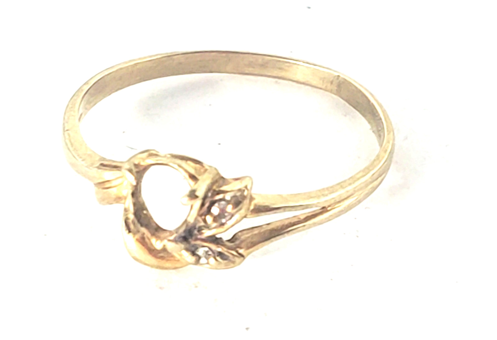Vintage 10K Yellow Gold Teardrop Ring Setting Lot with Diamonds~ Sz 8