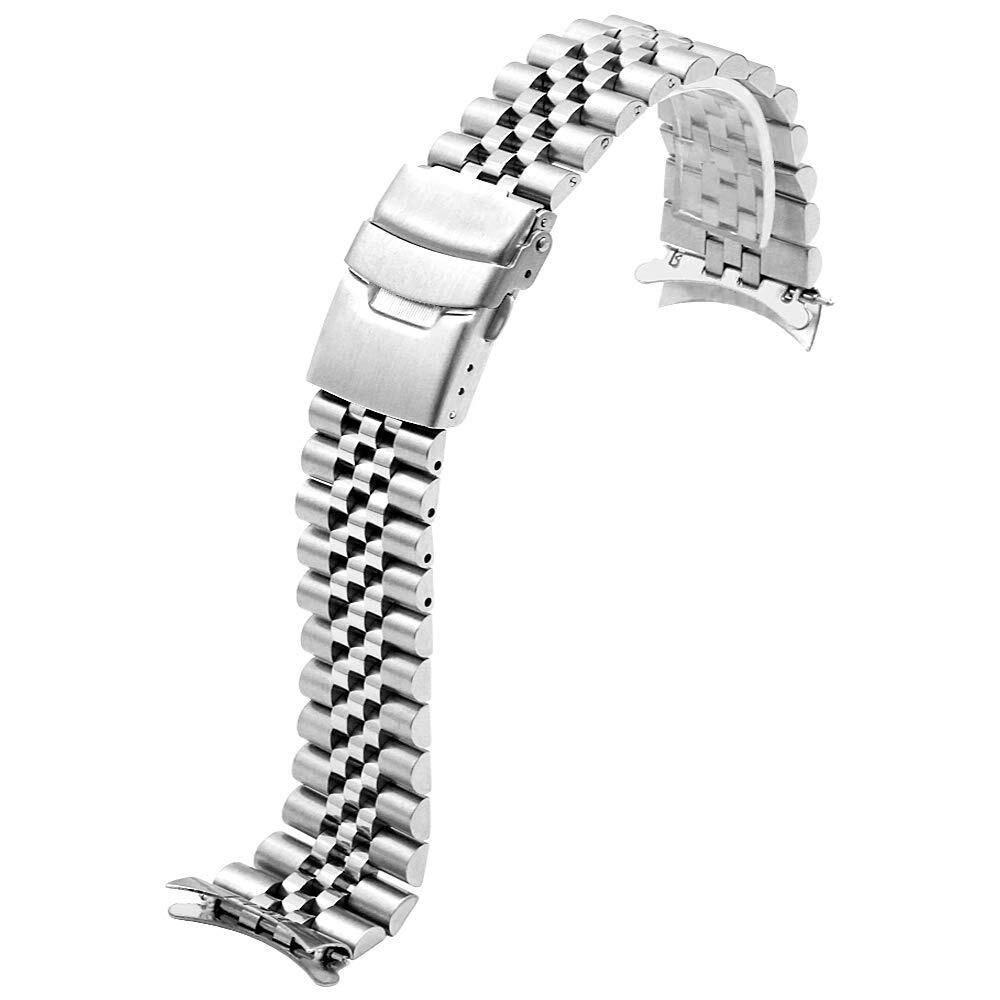 22mm Solid Steel Watch Band For Orient Mako II Mako 2 Jubilee Bracelet Curved
