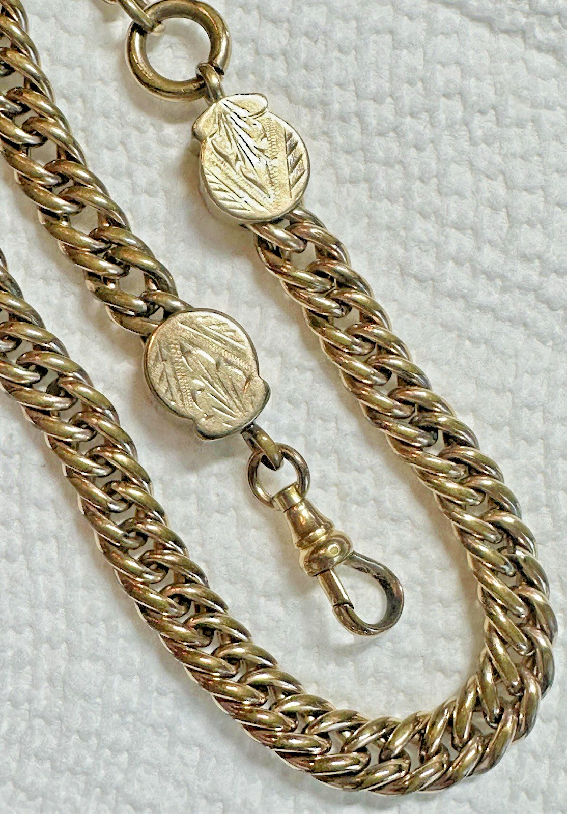 * Fancy Heavy Yellow Gold Filled GF 14 1/4″ Pocket Watch Chain & T Bar J5