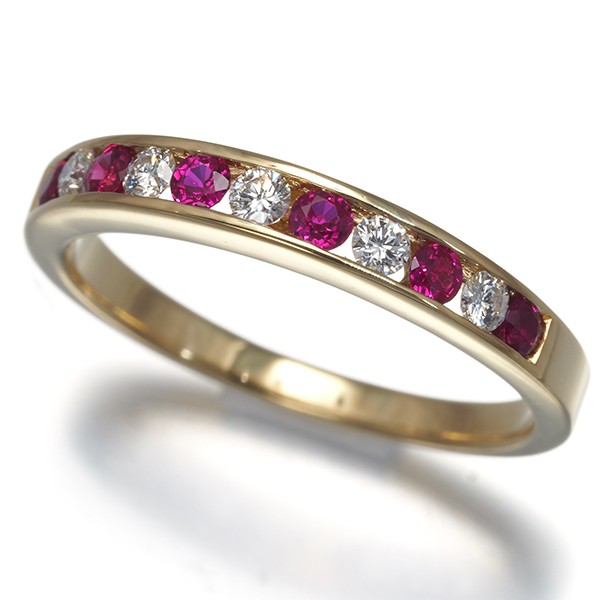 Auth Tiffany&Co. Ring Ruby Diamond Channel Set US6-6.25 18K 750 Yellow Gold