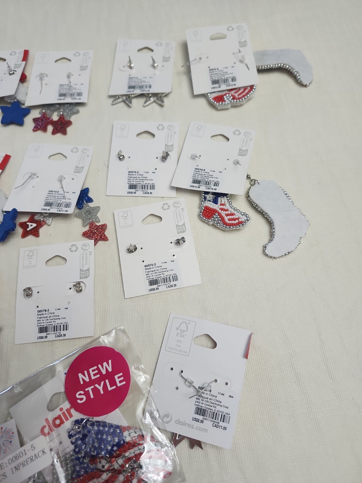 Claire’s Earrings Pierced. LOT OF 18. Fourth Of July Theme.
