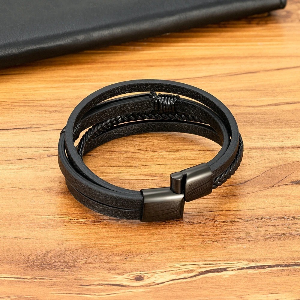 Men’s Multi-Strand Braided Leather Wrap Bracelet