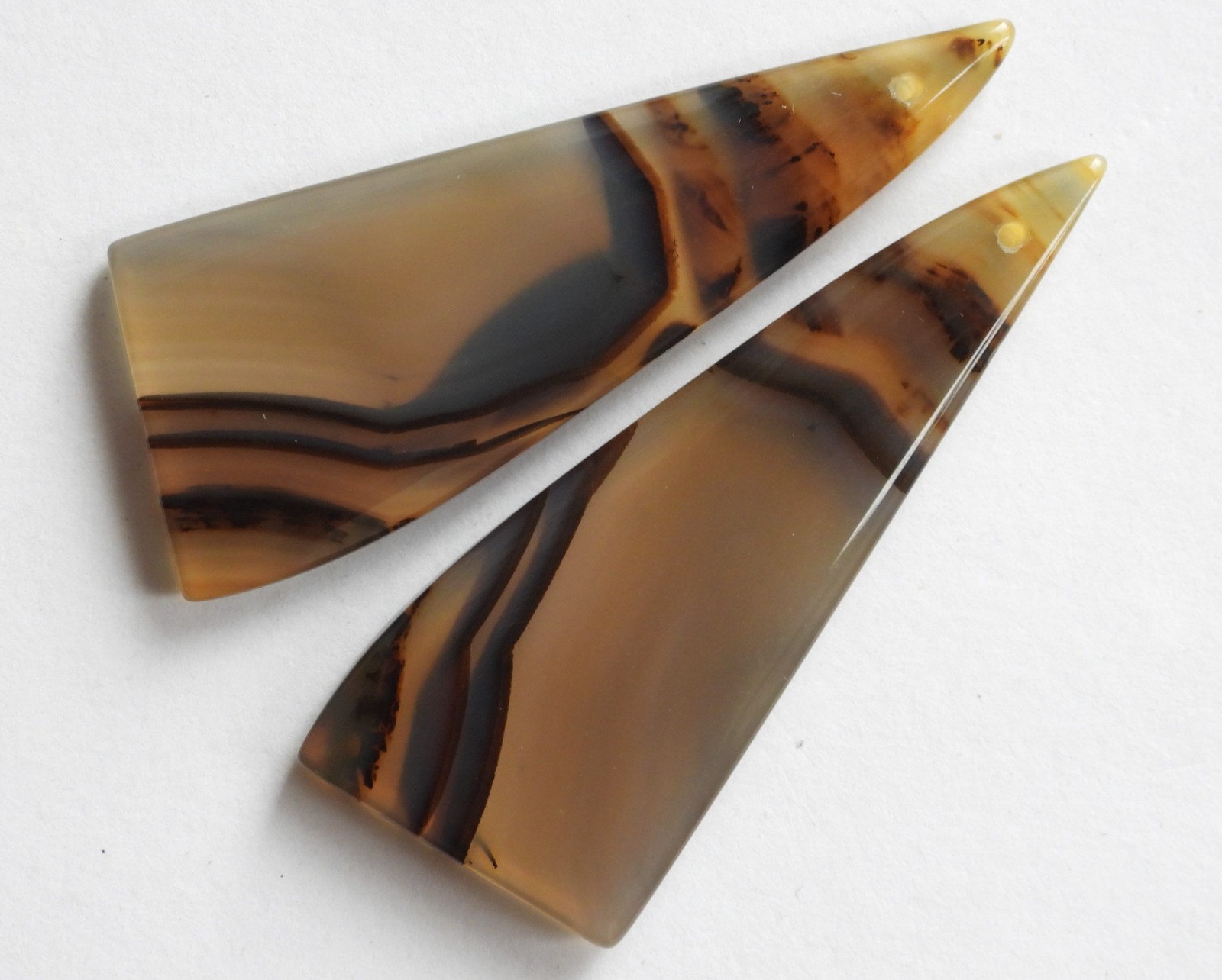 50.00 Ct Natural Montana Agate (47.6mm X 17.6mm each) Drilled Match Pair