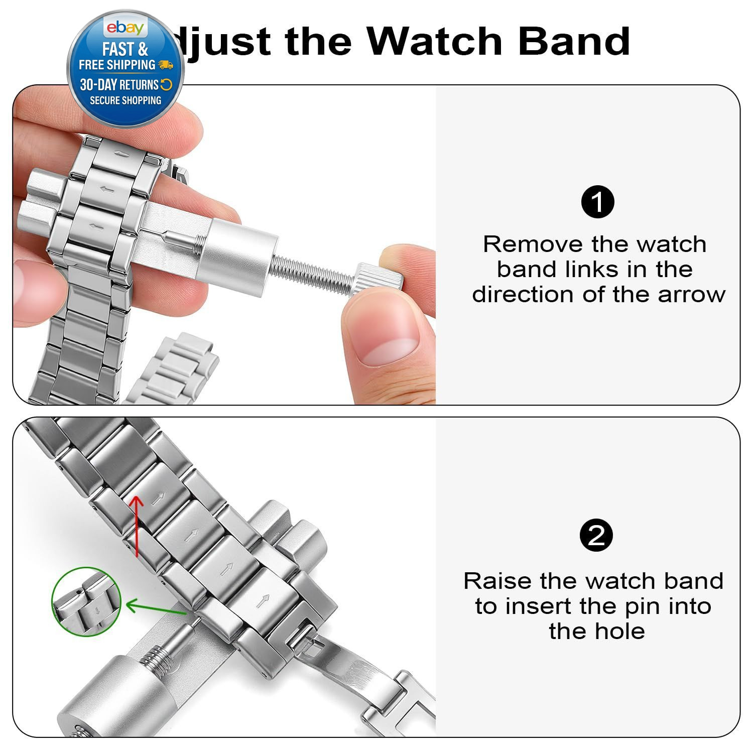 Solid Watch Link Removal Kit, Tools to Adjust and Remove Blue