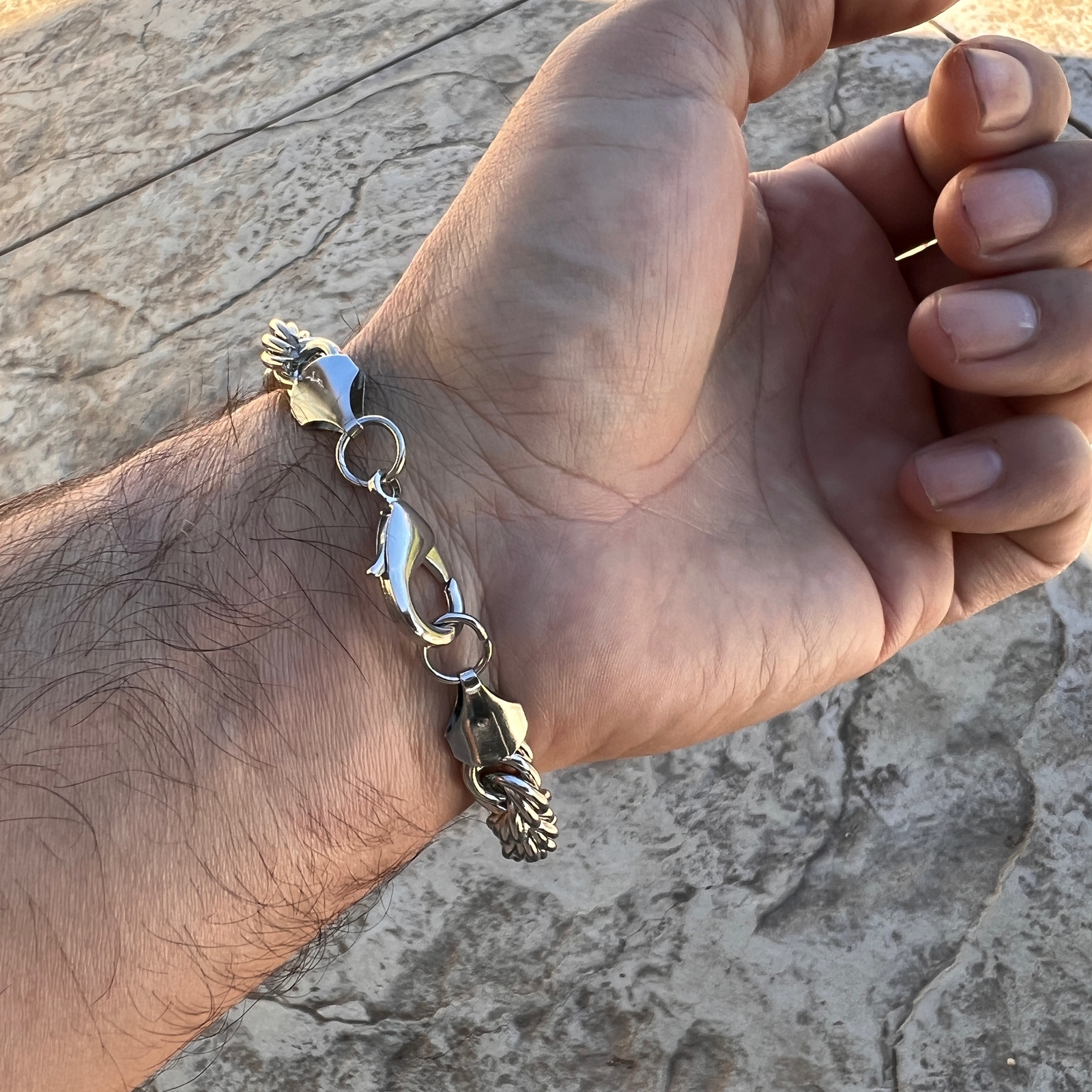 Large Men’s Big Rope Chain Hip Hop Bracelet Silver Tone 10MM Thick 10″ Inches