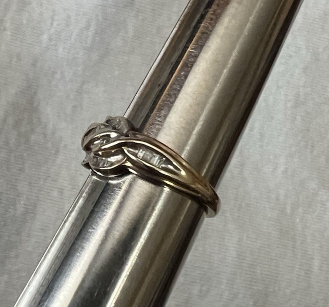 10k Gold With Baguette Diamonds Ring Size 7, 3.2 Grams, Pre-Owned