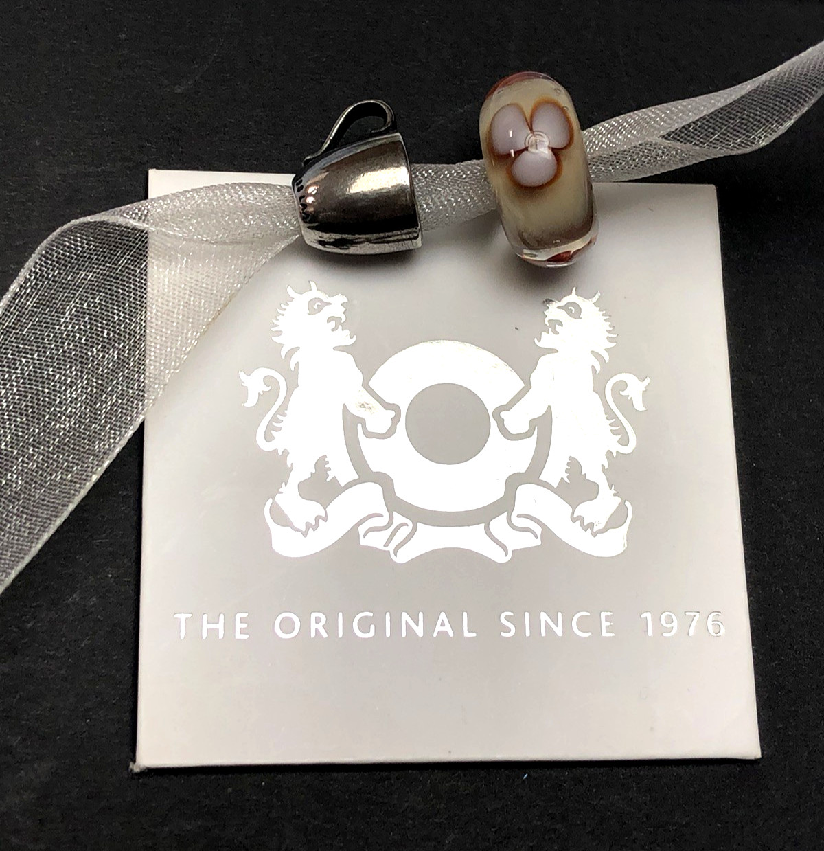 TROLLBEADS (2) RETIRED Cappuccino Flower Bead & Coffee Mug Bead W/Box!! **RARE**