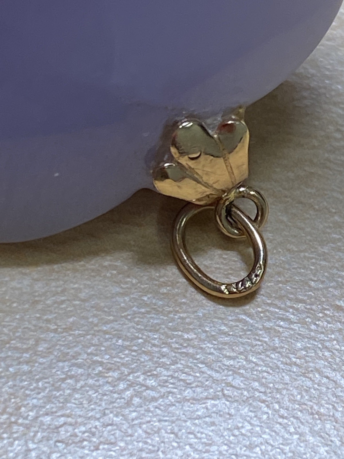 Estate Lavender Jade Heart Pendant 14K Gold Bail Presidium Tested 32mm