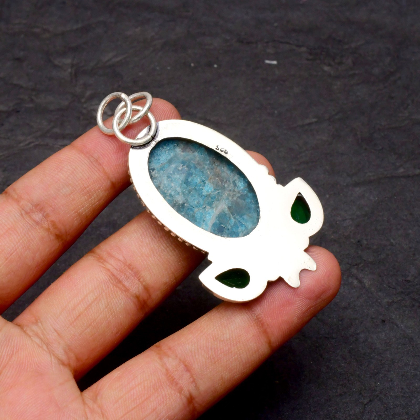 Neon Apatite Gemstone 925 Sterling Silver Jewelry Pendant 1-2″