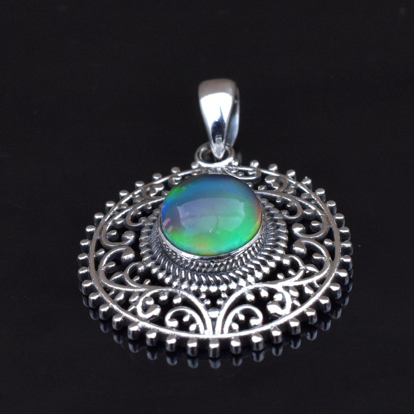 Natural Rainbow Aurora opal 925 starling Silver Pendant, Handmade Boho Jewellery