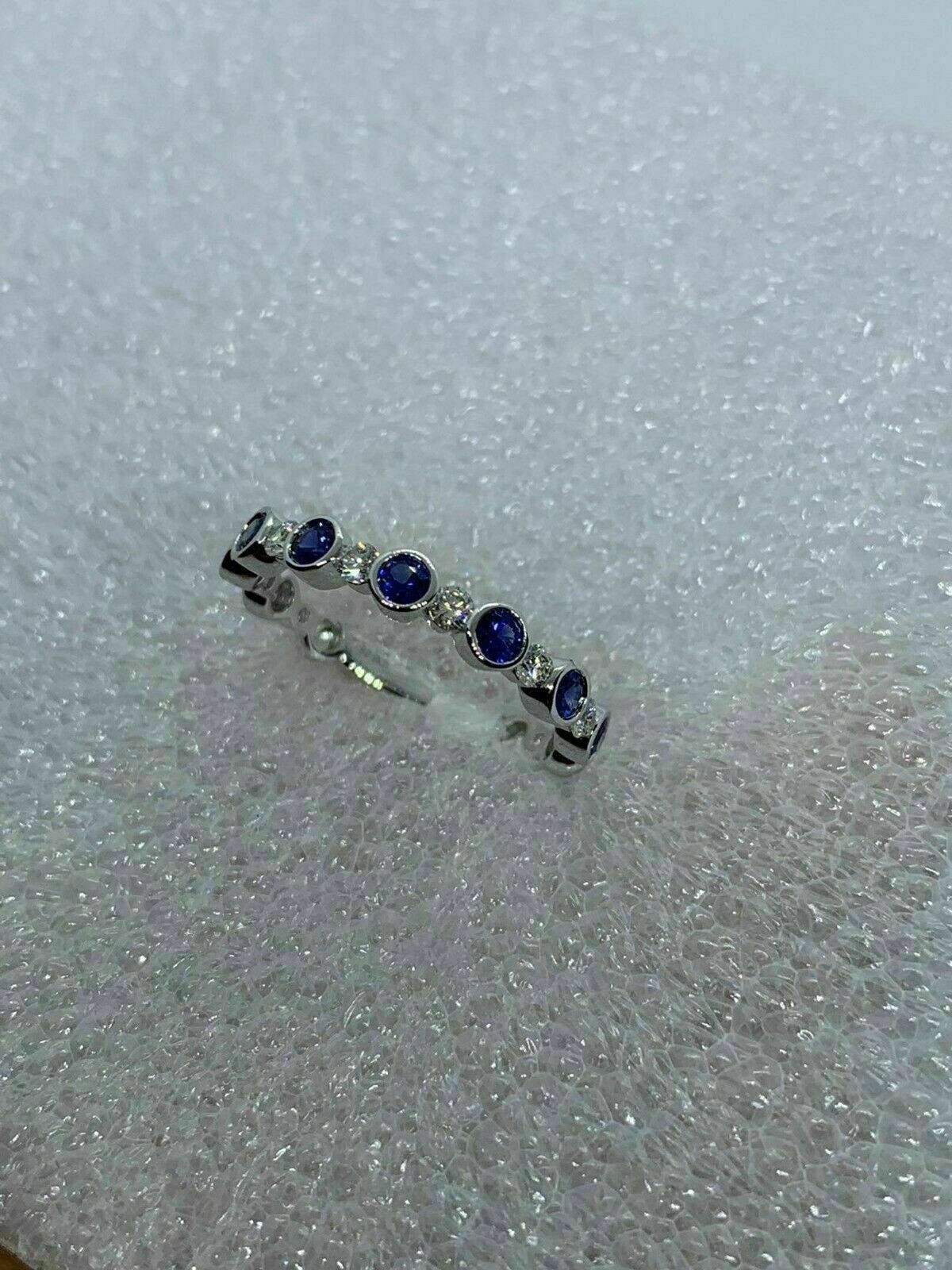 1.60 Ct Natural Sapphire Diamond Engagement Proposal Ring 14K Solid White Gold