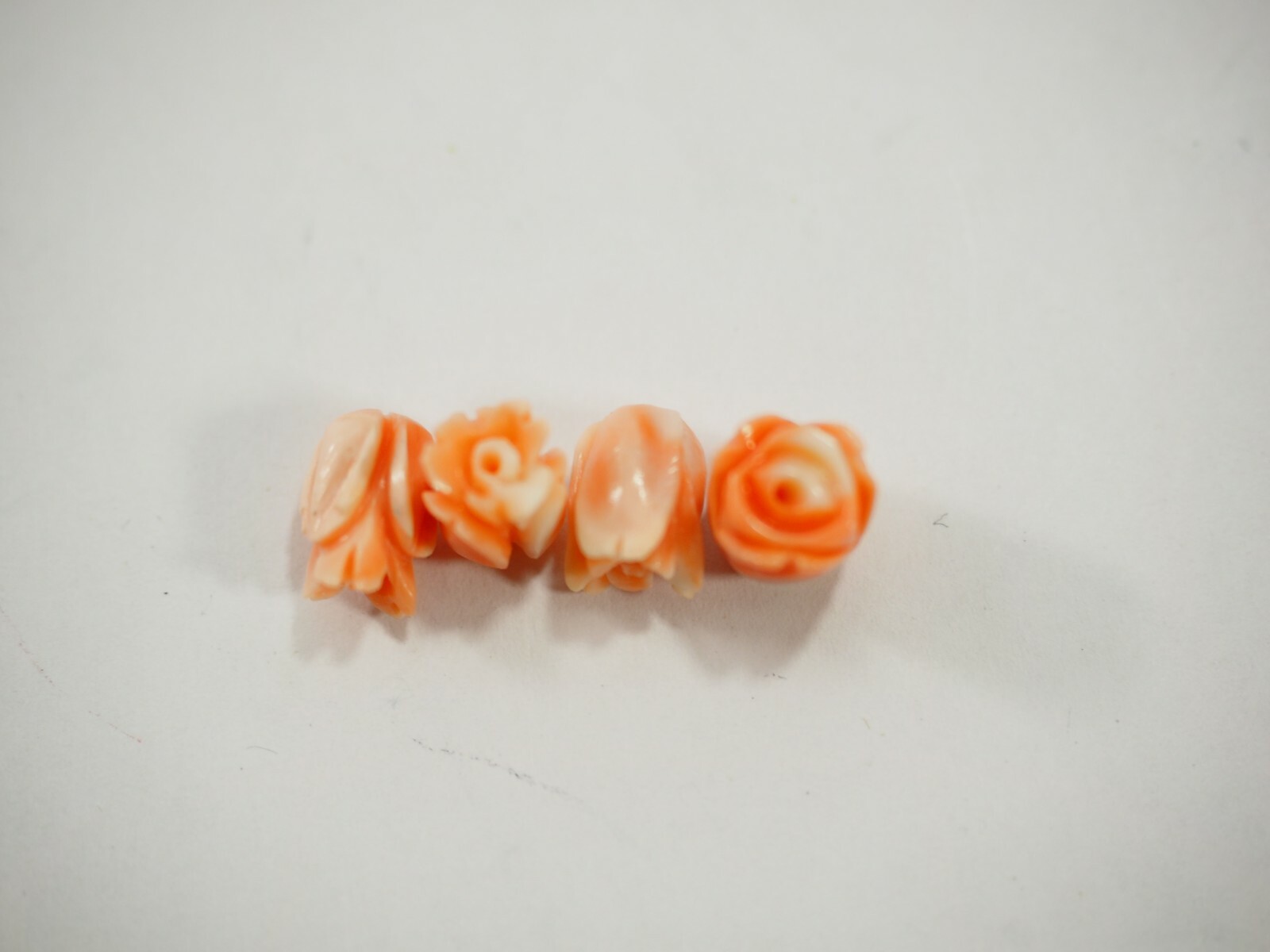 Vintage Top Quality Precious Angel Skin Pink Coral Carved 3-D Rose Cabochons NOS