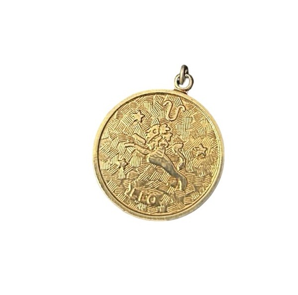 VTG Leo Zodiac Pendant Sarah Coventry 1″ Gold Tone Textures Lion Cosmos Talisman