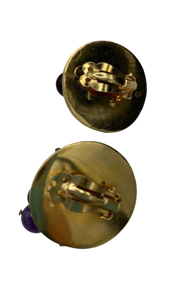 Vintage Susan Cummings Gold Over Sterling Gemstone Set Pin Earrings