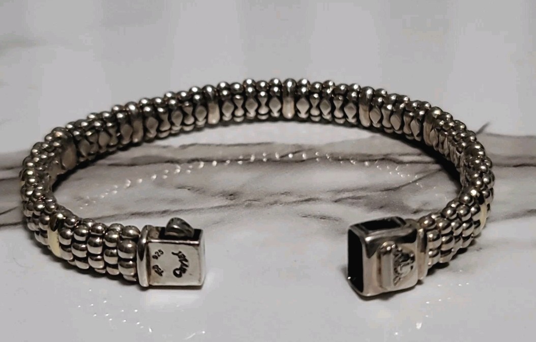 Designer LAGOS Sterling Silver 18K 8.7mm Signature Caviar Rope Bracelet