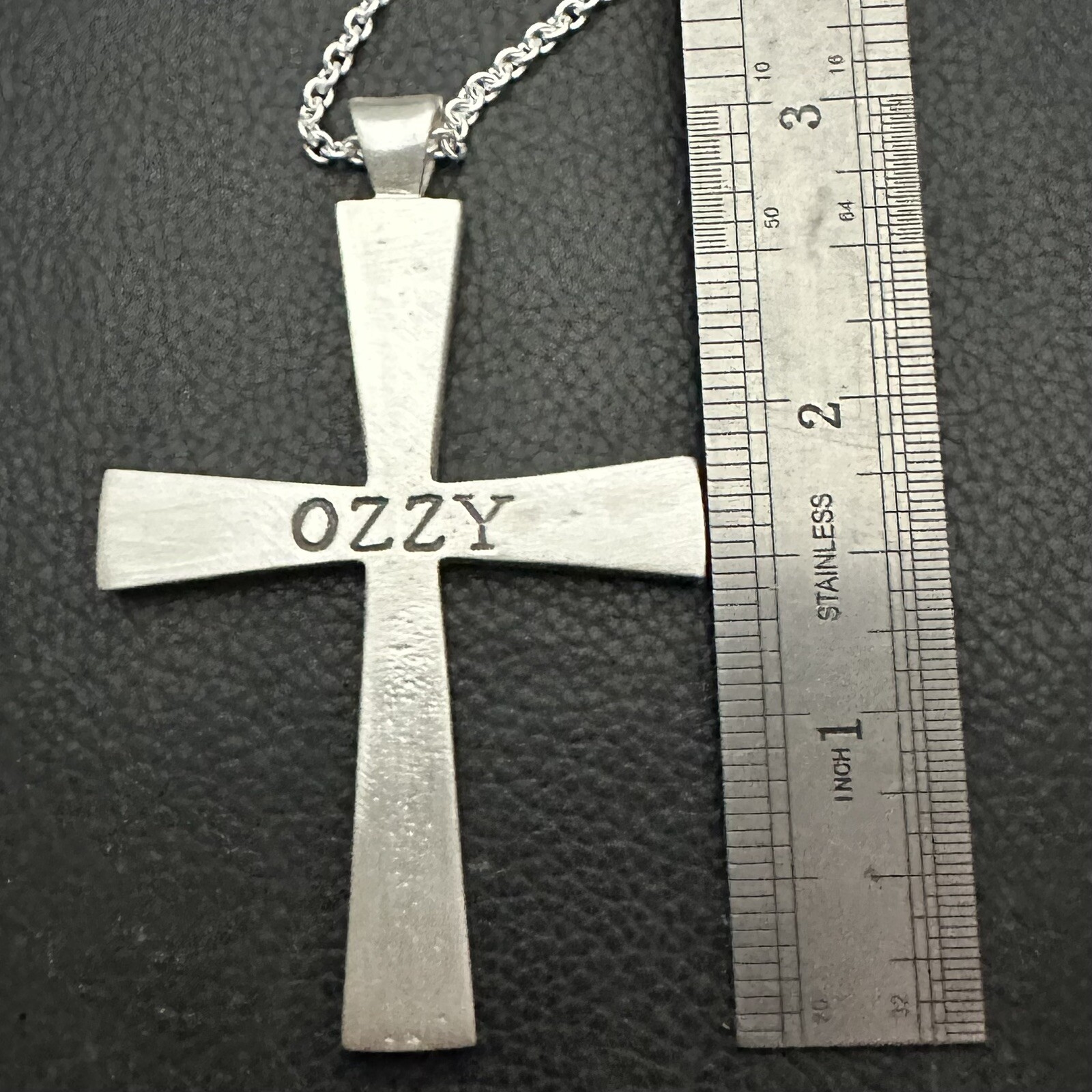 MJG STERLING SILVER. 3 X 2″ OZZY SABBATH CROSS… NO CHAIN. 33 Gr.