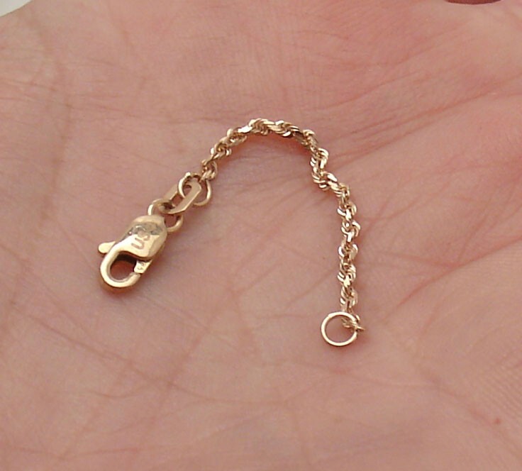 1.5mm Diamond Cut Rope Chain Necklace Extender Pendant Real 14K Rose Gold