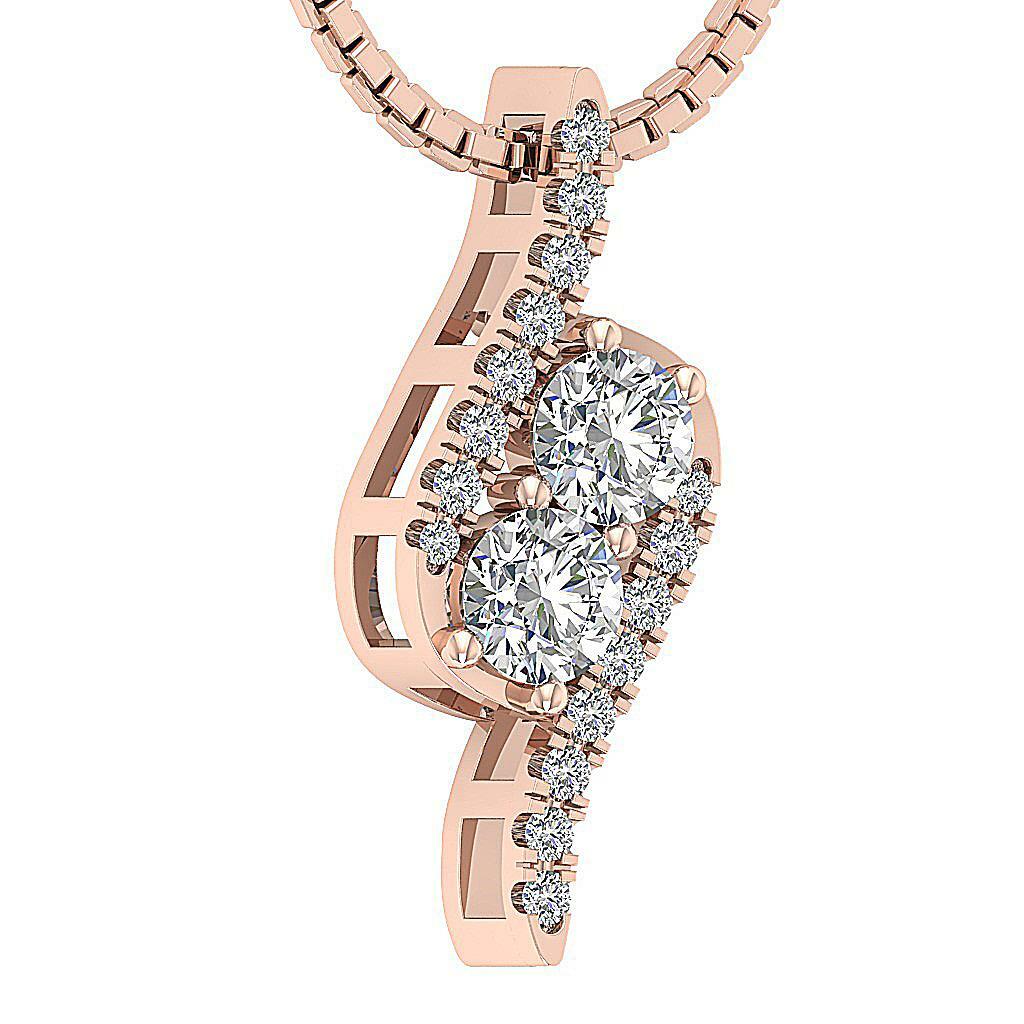 Forever Us Two Stone Fashion Pendant I1 G 0.50 Ct Natural Diamond 14K White Gold
