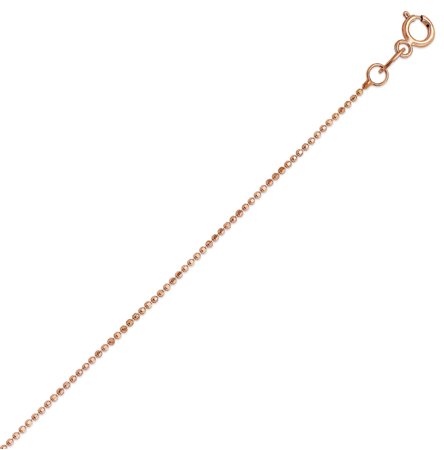 14kt 14K Solid Rose Gold 1mm Diamond Cut Ball Bead Necklace Chain 16 18 20 in