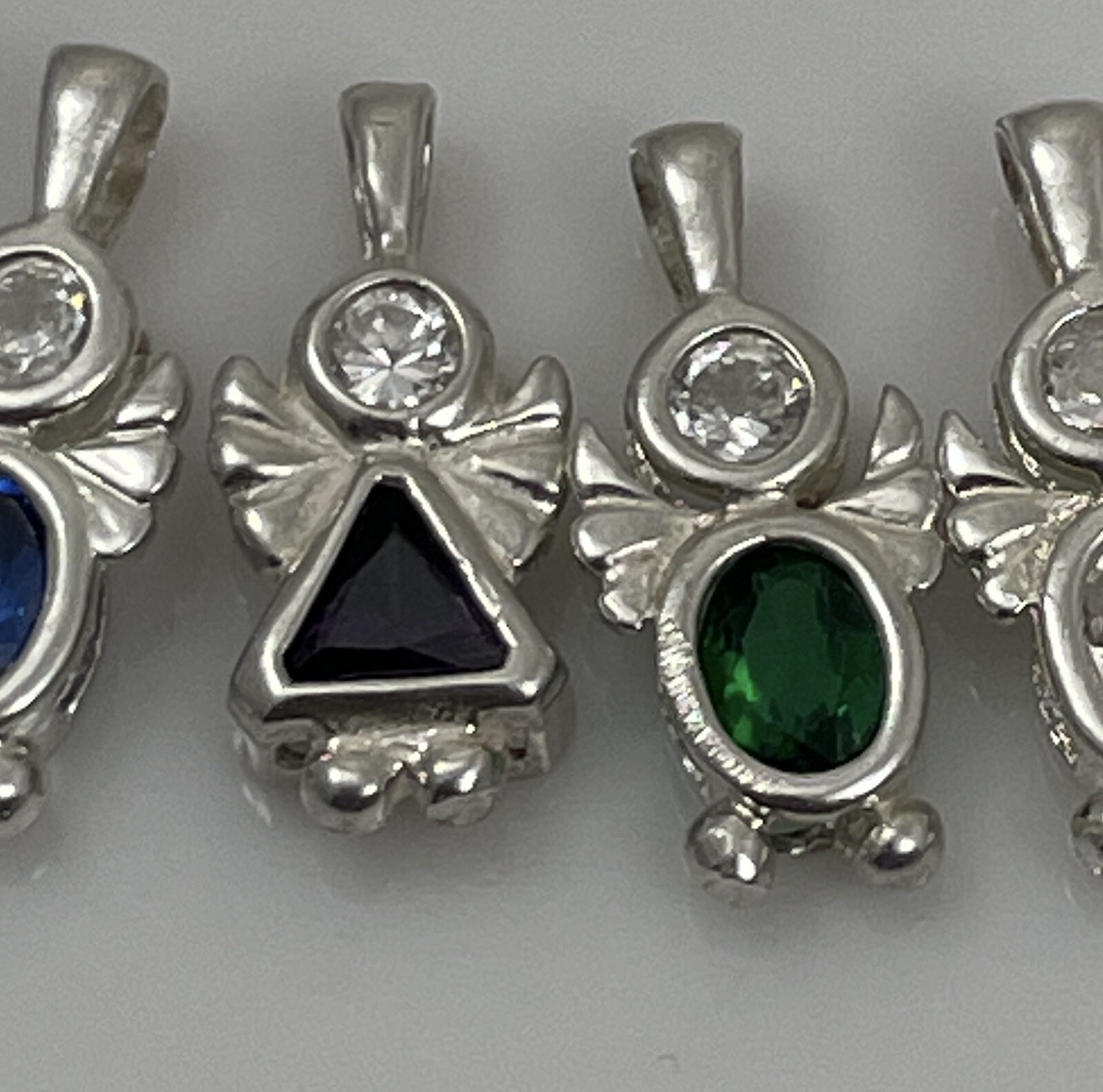 925 Sterling Silver Angel Brat Kid March February April Sep Birthstone Pendants
