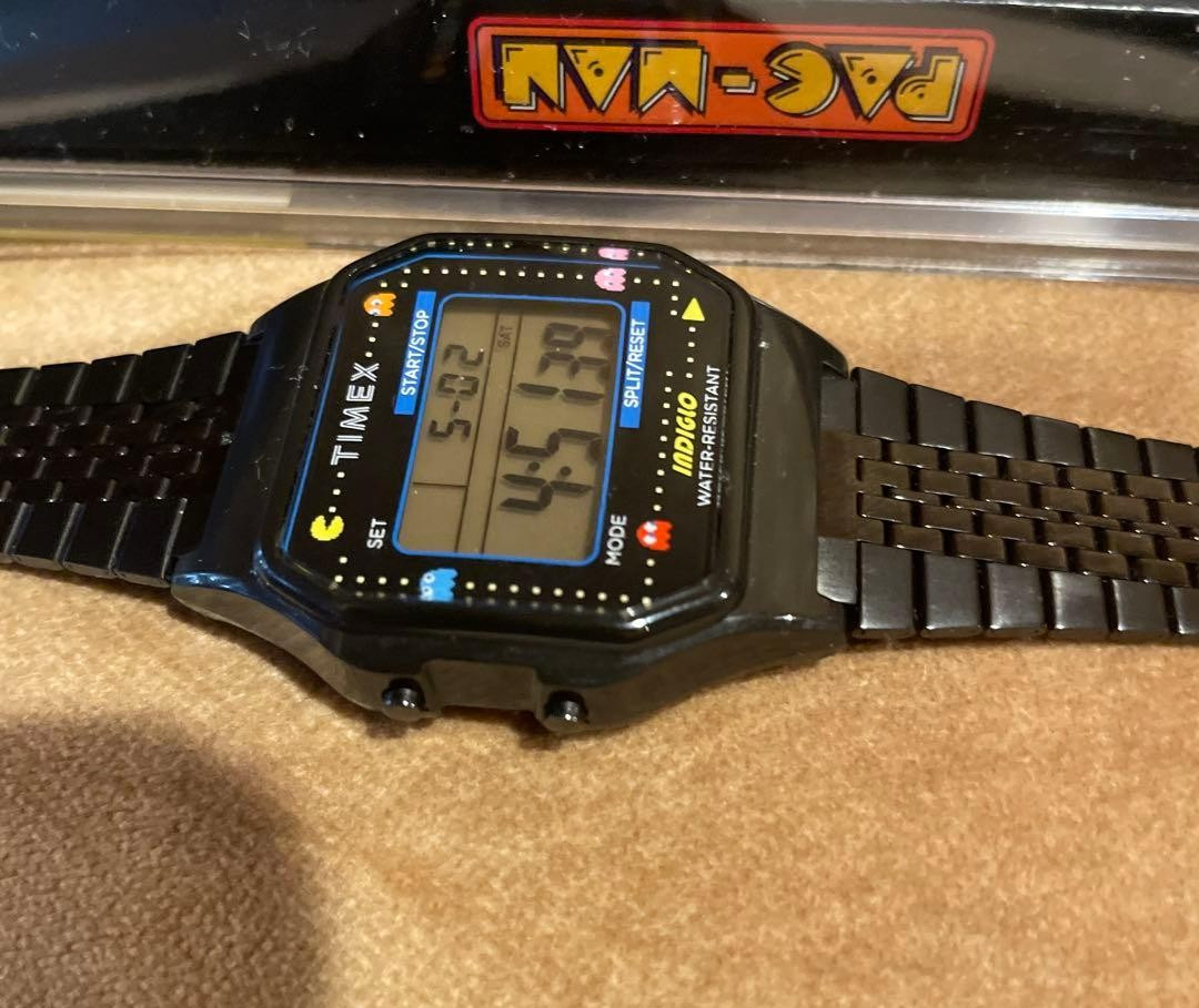 TIMEX x PAC-MAN 40th Anniversary Black Digital Watch Original Box Clean Arcade T