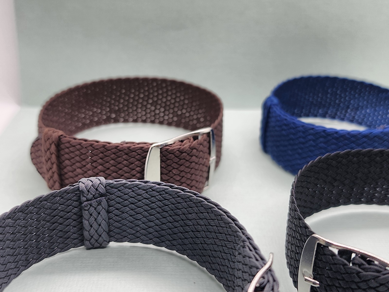 Four 1960’s-70’s NOS 20mm Perlon Woven Nylon 1 Piece Military Style Watch Bands