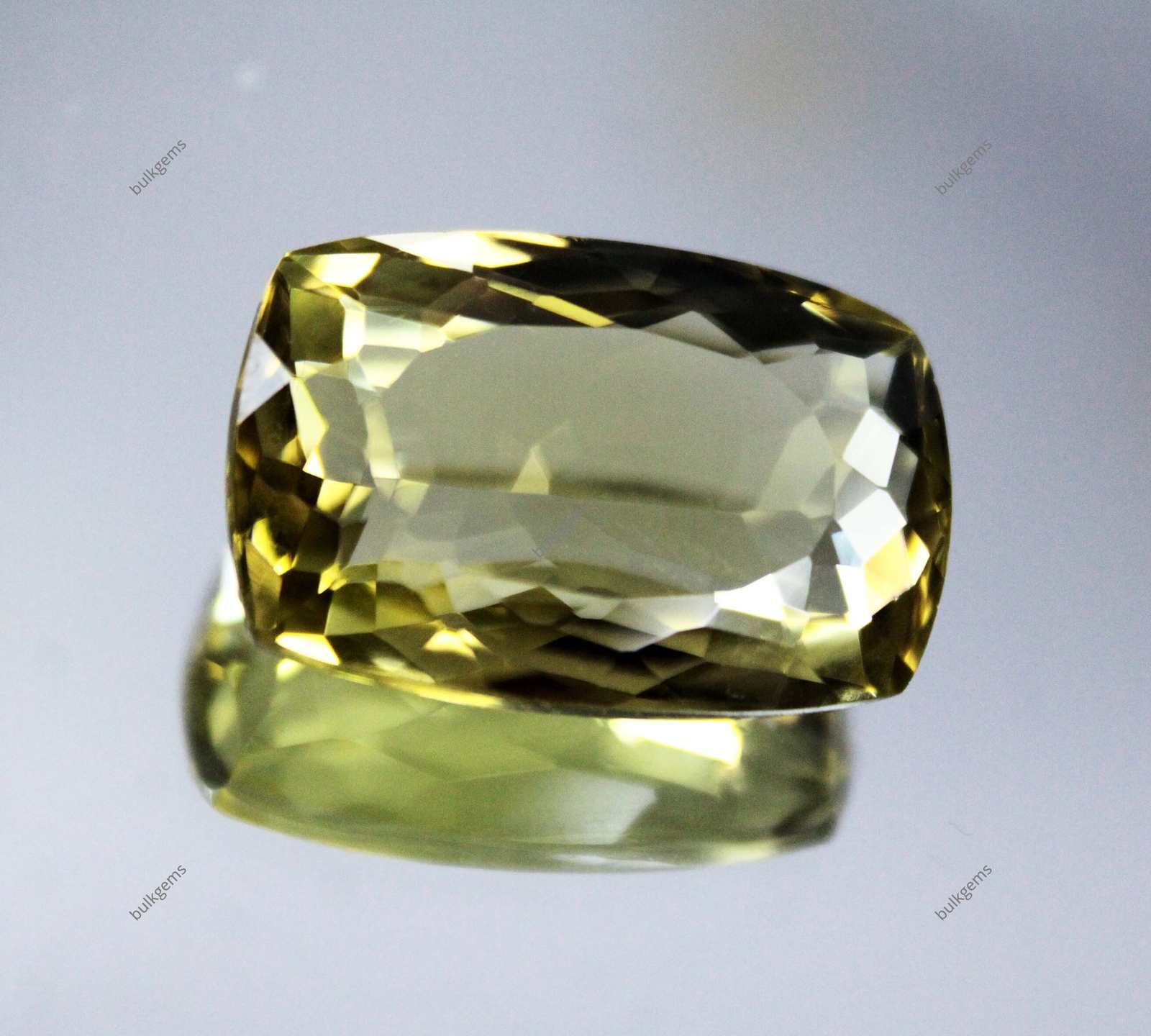 22.65 Ct NATURAL Certified Gold Lemon Quartz Cushion Checker Cut Loose Gemstone