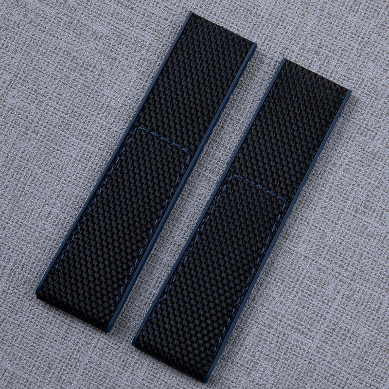 22 24mm Nylon Rubber Watch Band Strap Fits Breitling NAVITIMER WORLD Avenger