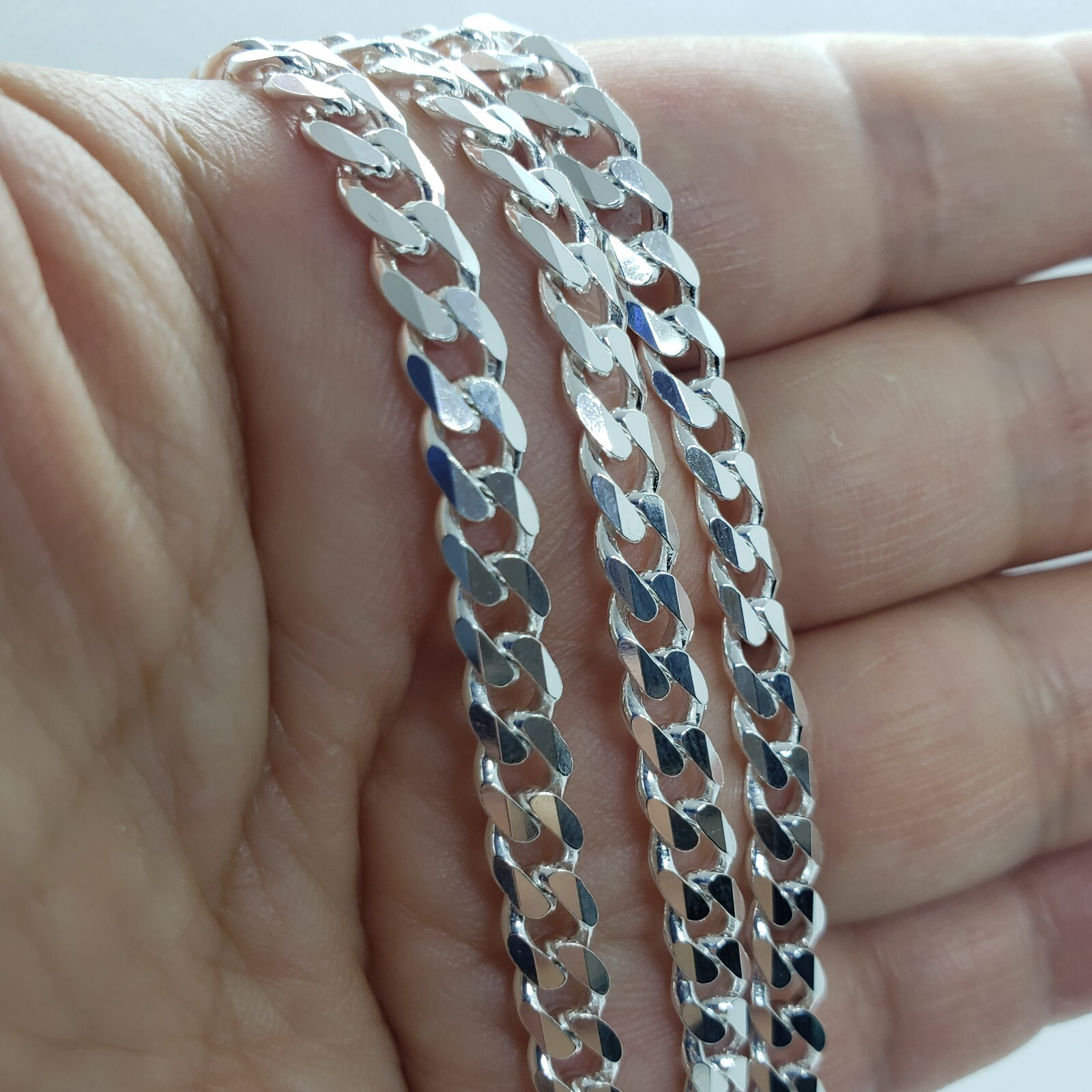 .925 Sterling Silver Cuban Curb Link Chain Necklace 1mm~13mm Men Women 16″~40″