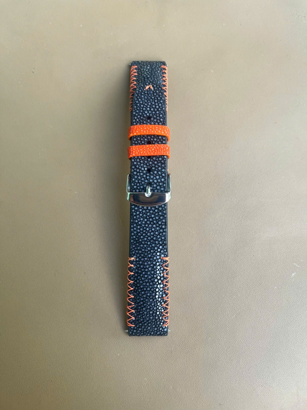 Black Stingray Leather Watch Strap Band 16 17 18 19mm 20mm 21mm 22mm 24mm 26mm