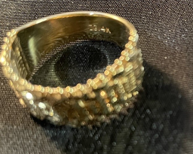 Imperial Gold 14k Band Ring Size 10, 9.7mm Wide, Solid 6.2 Grams