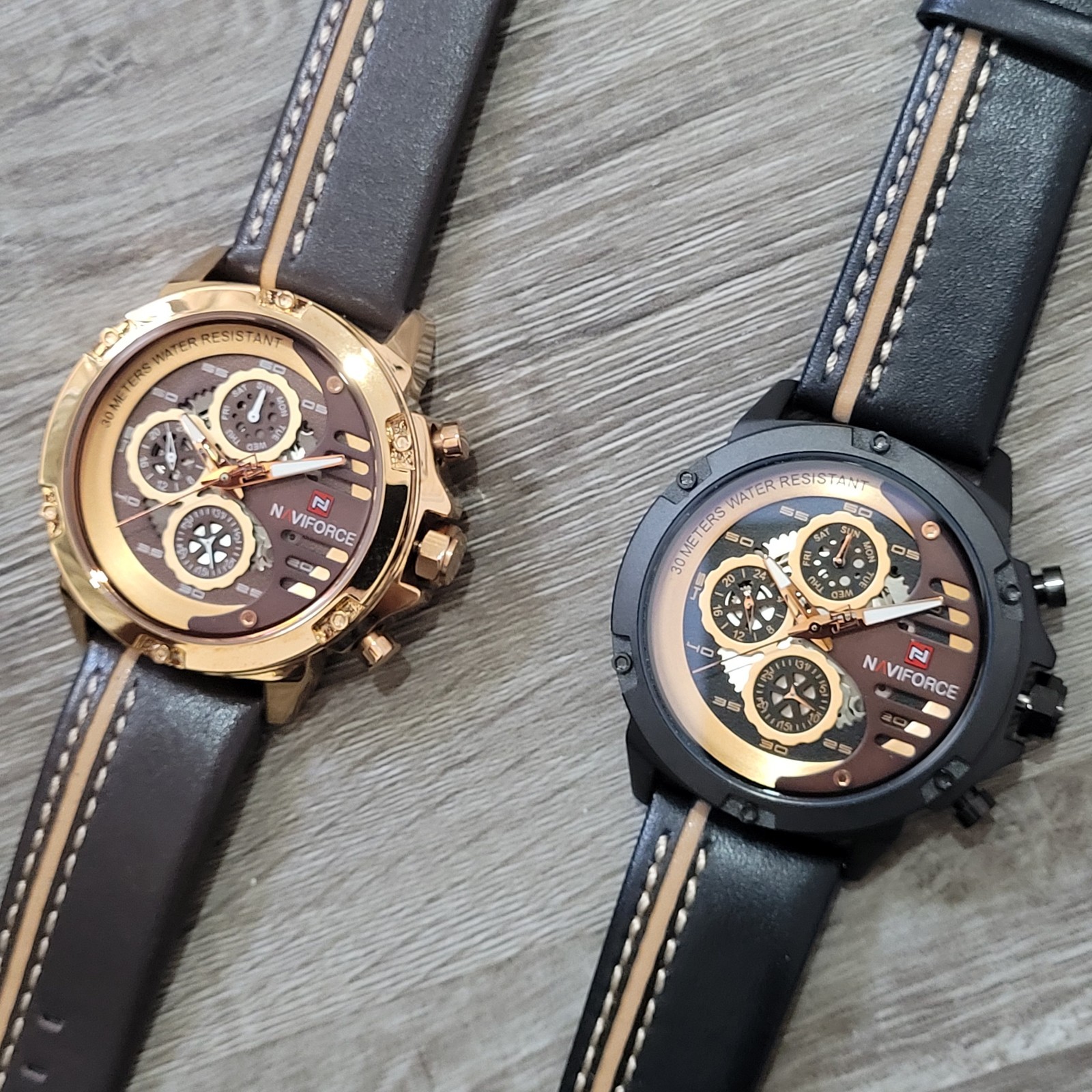 Naviforce Stylish Chronograph Watch in Leather for Men